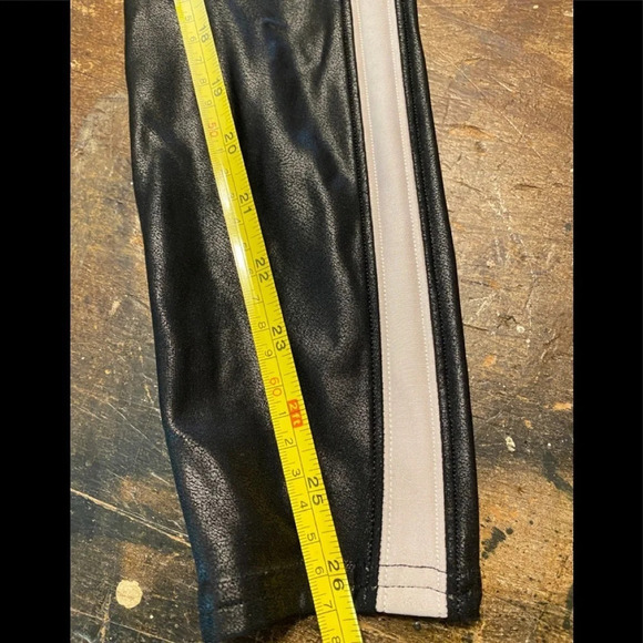 Spanx Black Faux Leather Leggings with Side Stripe - Picture 5 of 5